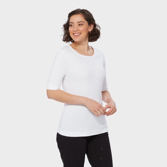 Duluth Trading Co Longtail T Elbow Sleeve Scoopneck Top Size Medium - Picture 2 of 9